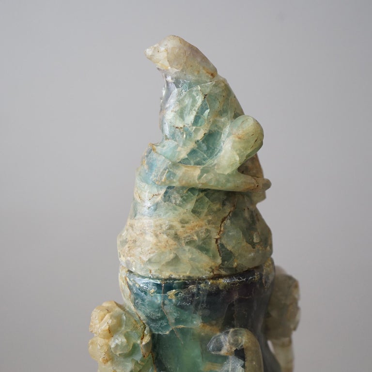 Antique Asian Carved Jade Soapstone Sculpture with Birds C1890
