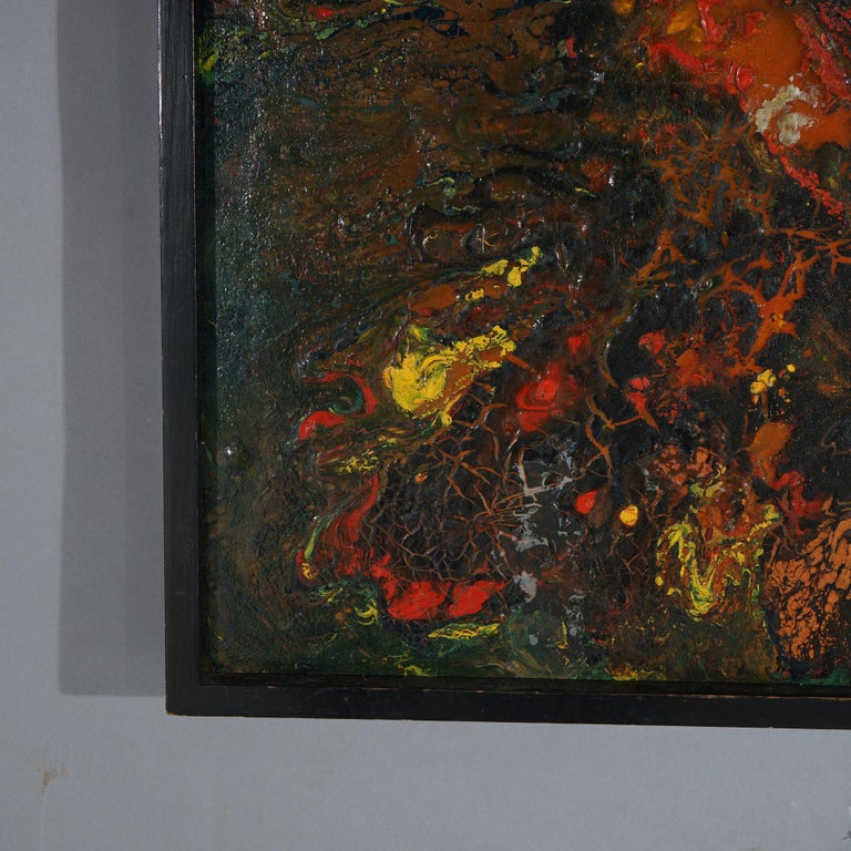 Mid-Century Modern Abstract Oil On Canvas Painting By Beverly Goldman 20thC