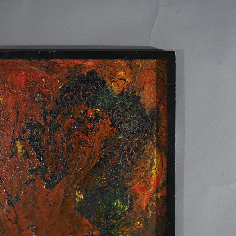 Mid-Century Modern Abstract Oil On Canvas Painting By Beverly Goldman 20thC