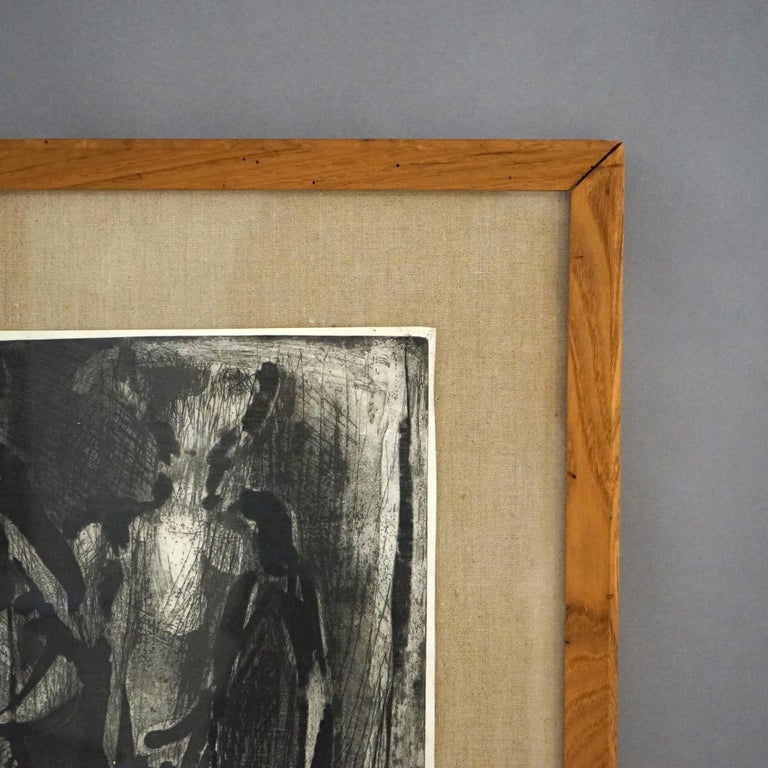 Mid Century Modern Ltd Ed Charcoal Litho #3/10 “Joy In Eden” for Ghandi, Signed