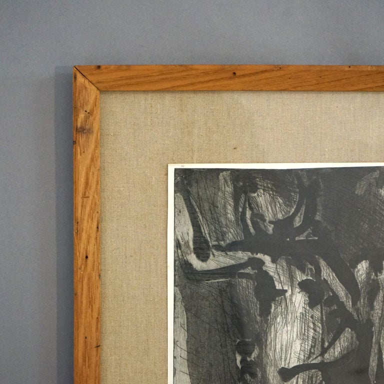 Mid Century Modern Ltd Ed Charcoal Litho #3/10 “Joy In Eden” for Ghandi, Signed