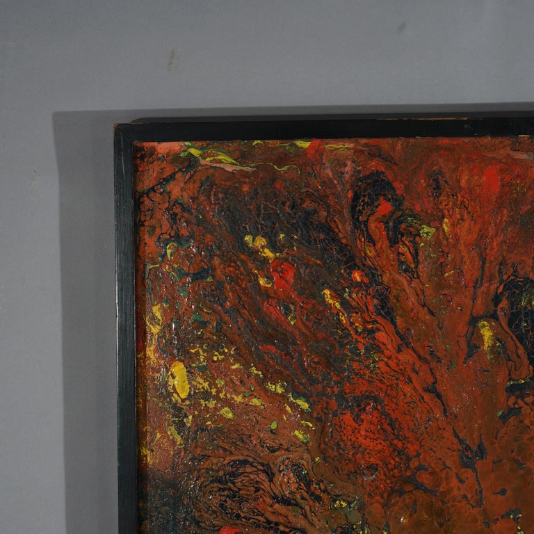 Mid-Century Modern Abstract Oil On Canvas Painting By Beverly Goldman 20thC