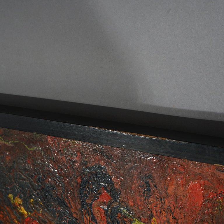 Mid-Century Modern Abstract Oil On Canvas Painting By Beverly Goldman 20thC
