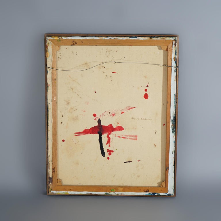 Mid-Century Modern Abstract Oil On Canvas Painting By Beverly Goldman 20thC