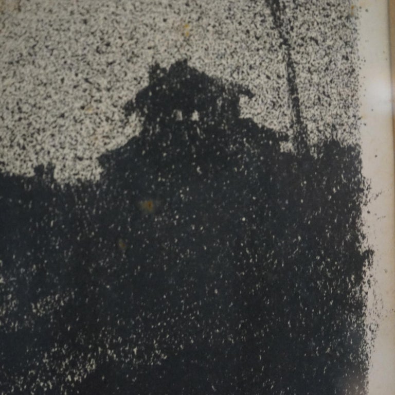 Mid Century Modern Impressionist Litho Night Scene Pencil Titled & Signed