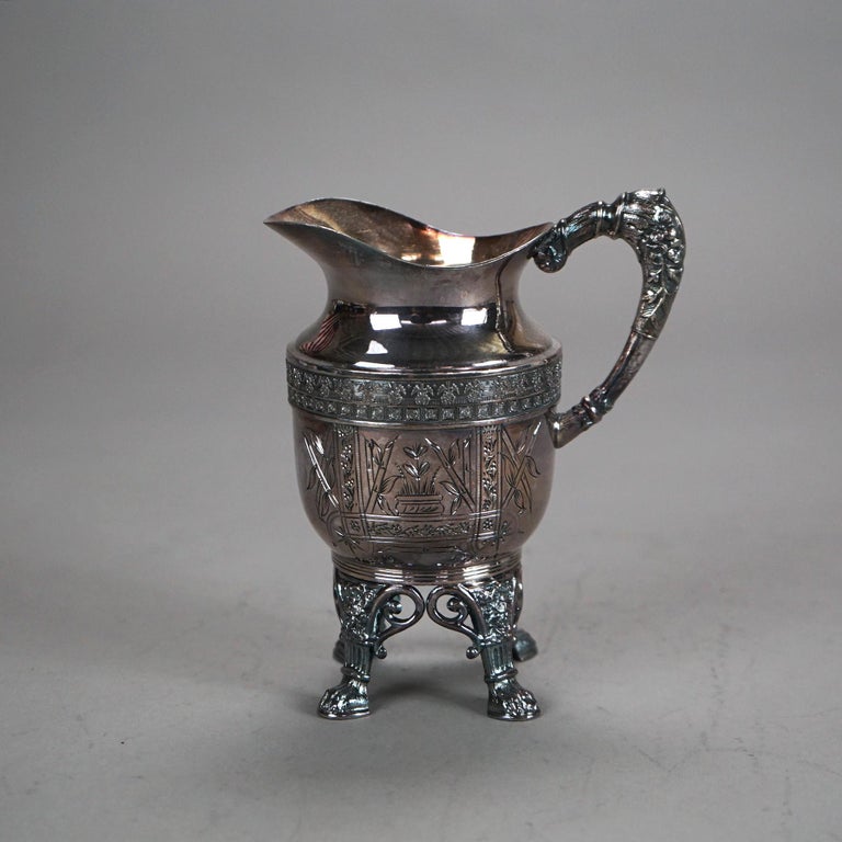 Four Piece Antique Silver Plated Footed Tea Set C1890