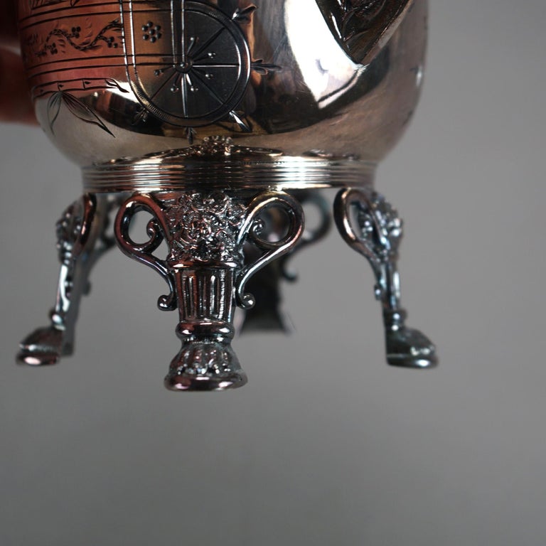 Four Piece Antique Silver Plated Footed Tea Set C1890
