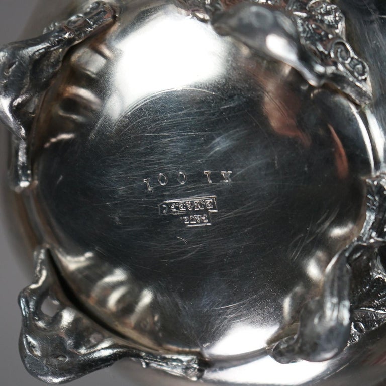 Two Piece Antique Footed & Figural Silver Plated Tea Set C1890