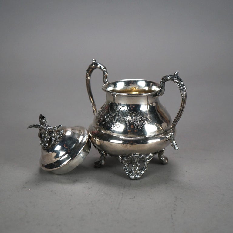 Two Piece Antique Footed & Figural Silver Plated Tea Set C1890