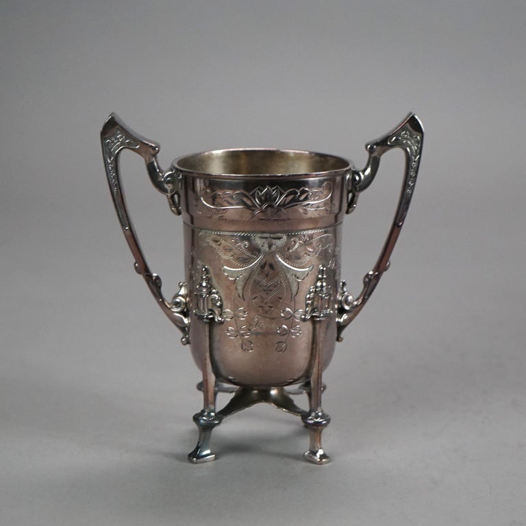 Two Piece Antique Footed Silver Plated Tea Set C1890