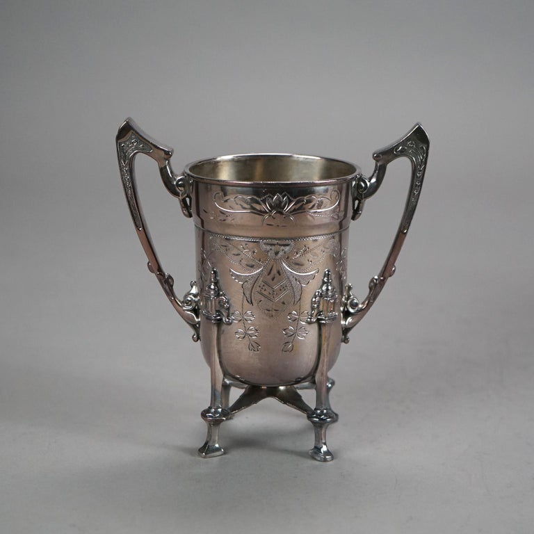 Two Piece Antique Footed Silver Plated Tea Set C1890