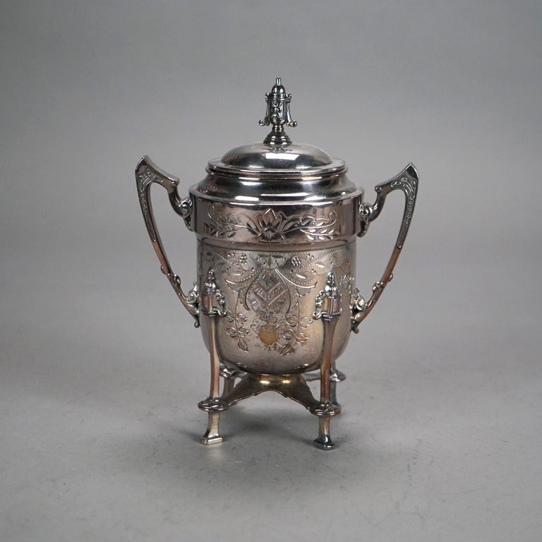 Two Piece Antique Footed Silver Plated Tea Set C1890