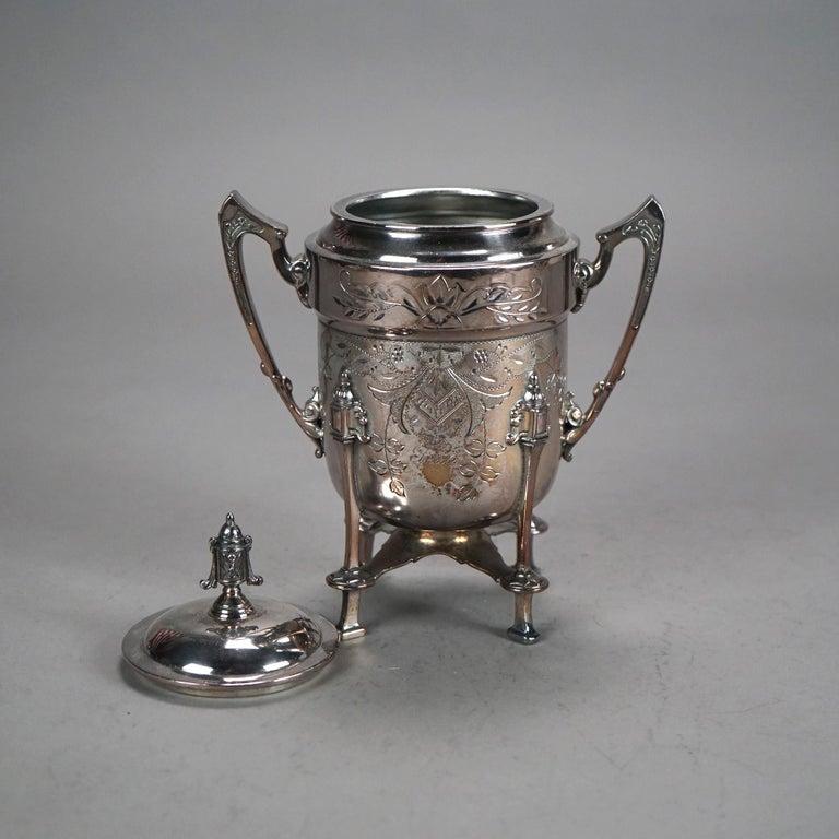 Two Piece Antique Footed Silver Plated Tea Set C1890