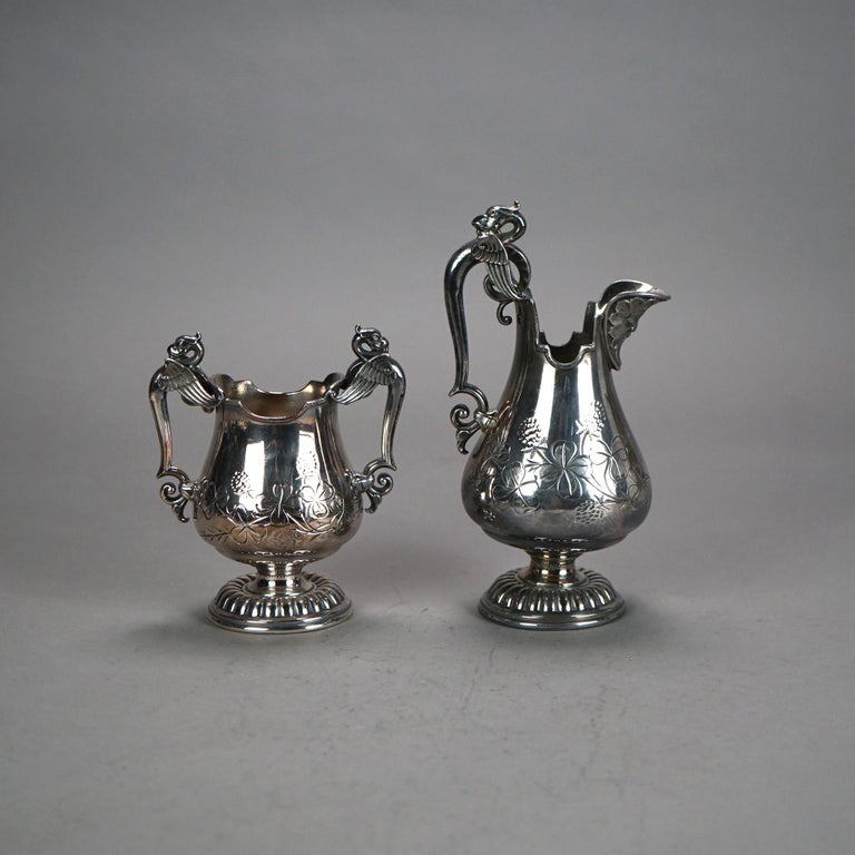 Two Piece Antique Figural Silver Plated Tea Set C1890