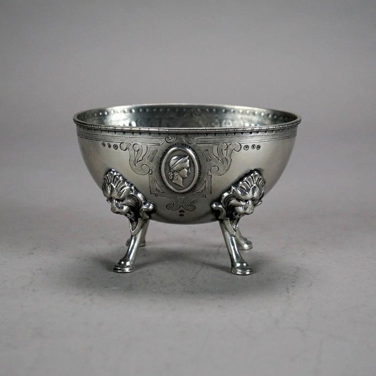 Two Piece Antique Figural Clawfoot Silver Plated Tea Set C1890