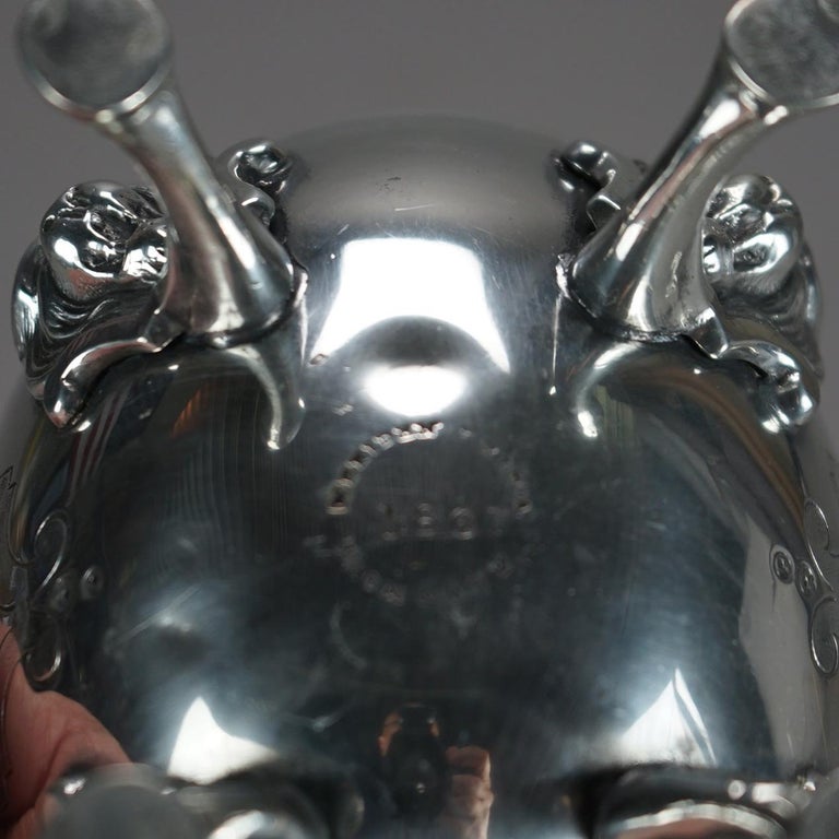 Two Piece Antique Figural Clawfoot Silver Plated Tea Set C1890