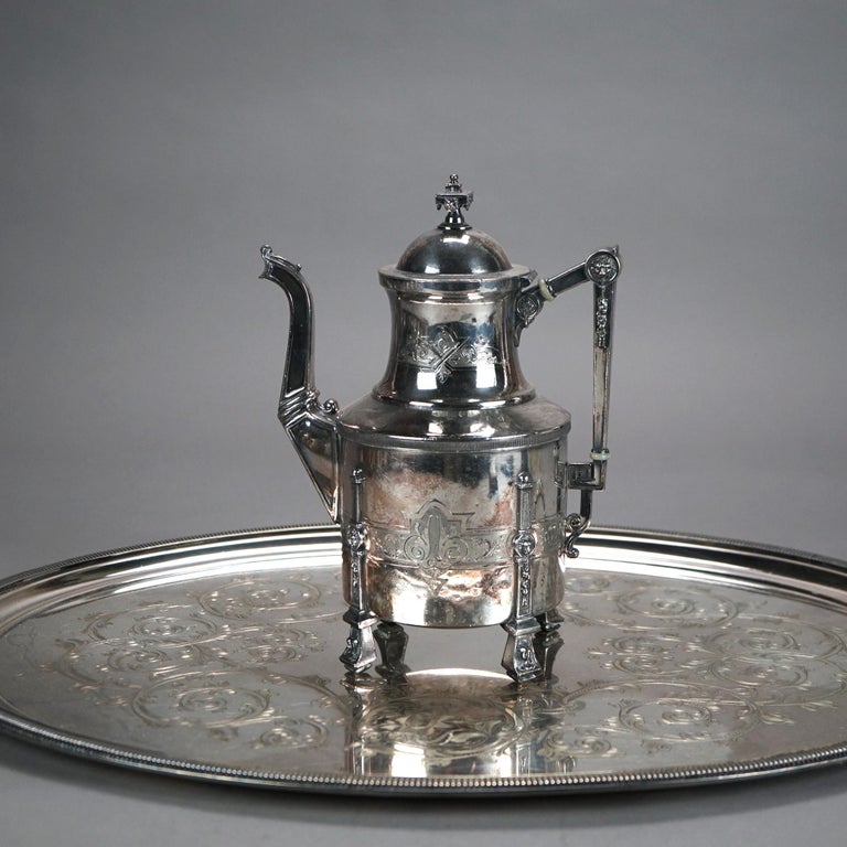 Eight Piece Antique Silver Plated Tea Set C1890