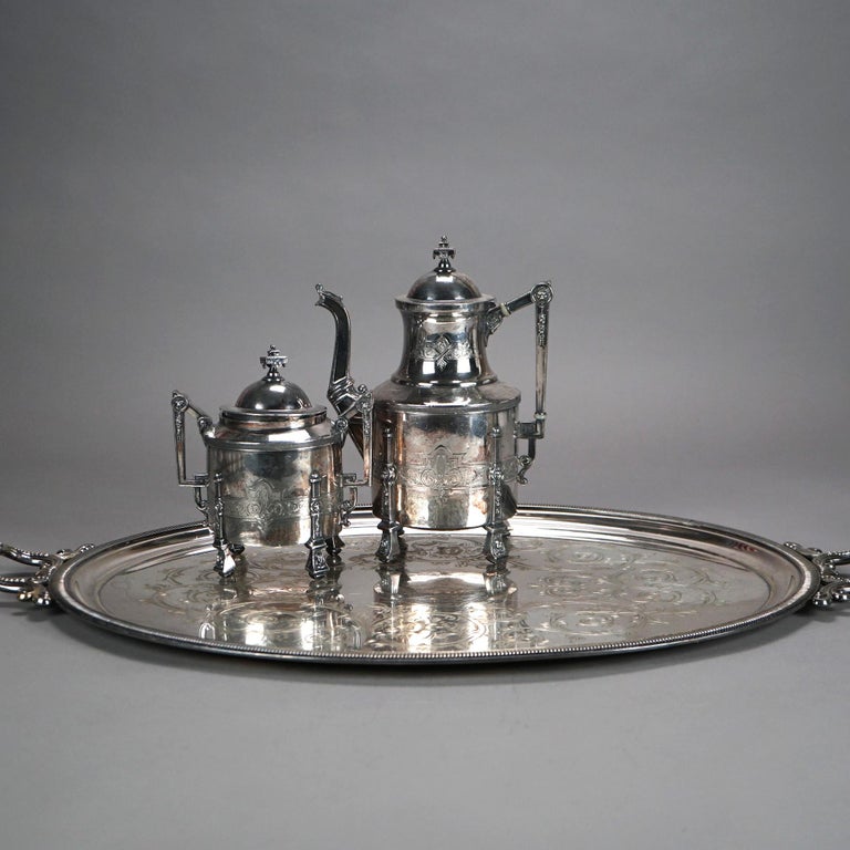 Eight Piece Antique Silver Plated Tea Set C1890