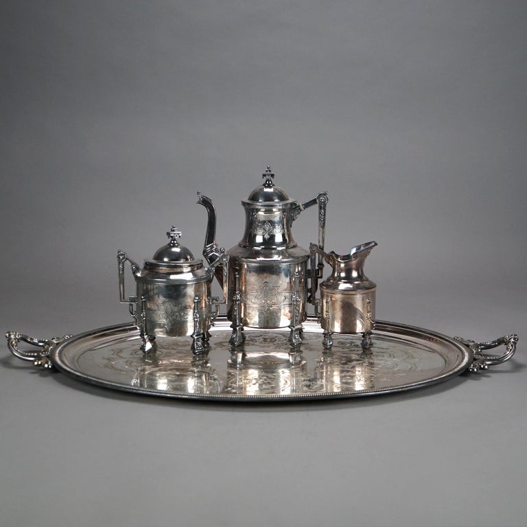 Eight Piece Antique Silver Plated Tea Set C1890