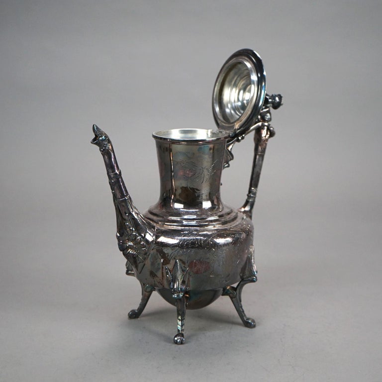 Antique Figural & Clawfoot Silver Plated Teapot C1890
