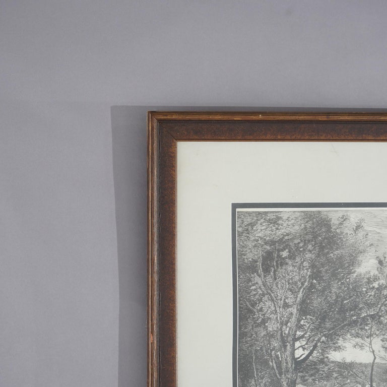 Framed Print, Copy after Corot French Impressionist La Sepia Landscape, 20th C