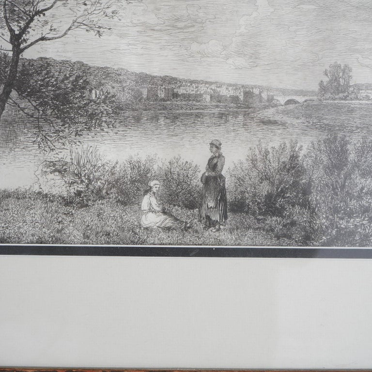 Framed Print, Copy after Corot French Impressionist La Sepia Landscape, 20th C