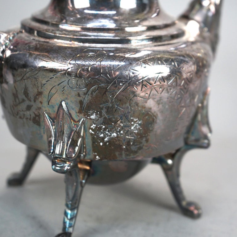 Antique Figural & Clawfoot Silver Plated Teapot C1890