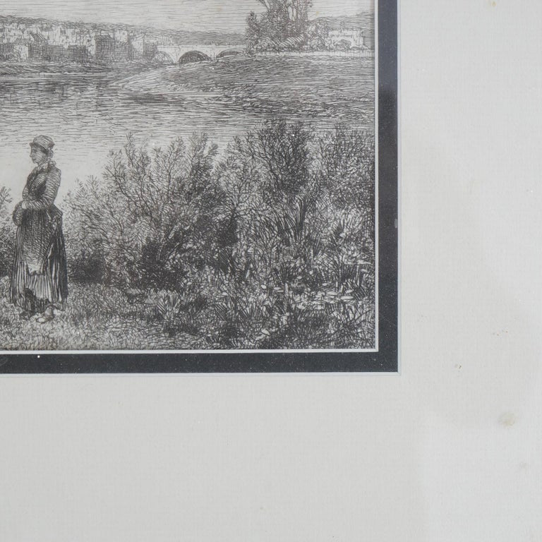Framed Print, Copy after Corot French Impressionist La Sepia Landscape, 20th C