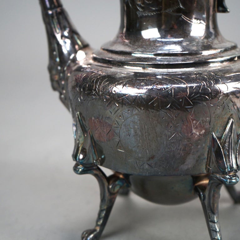Antique Figural & Clawfoot Silver Plated Teapot C1890
