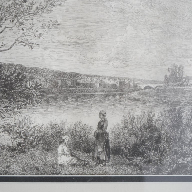 Framed Print, Copy after Corot French Impressionist La Sepia Landscape, 20th C