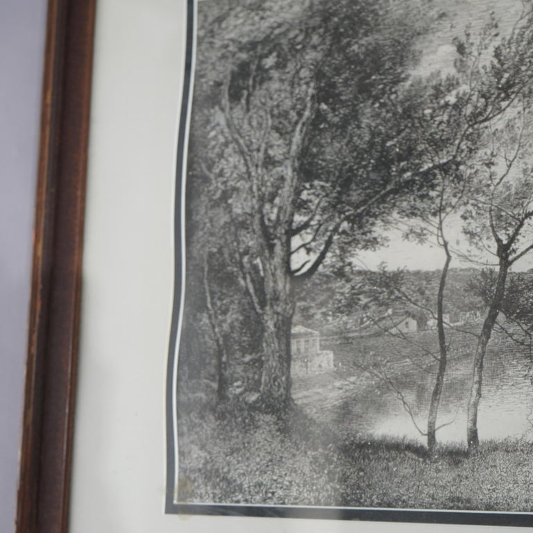 Framed Print, Copy after Corot French Impressionist La Sepia Landscape, 20th C