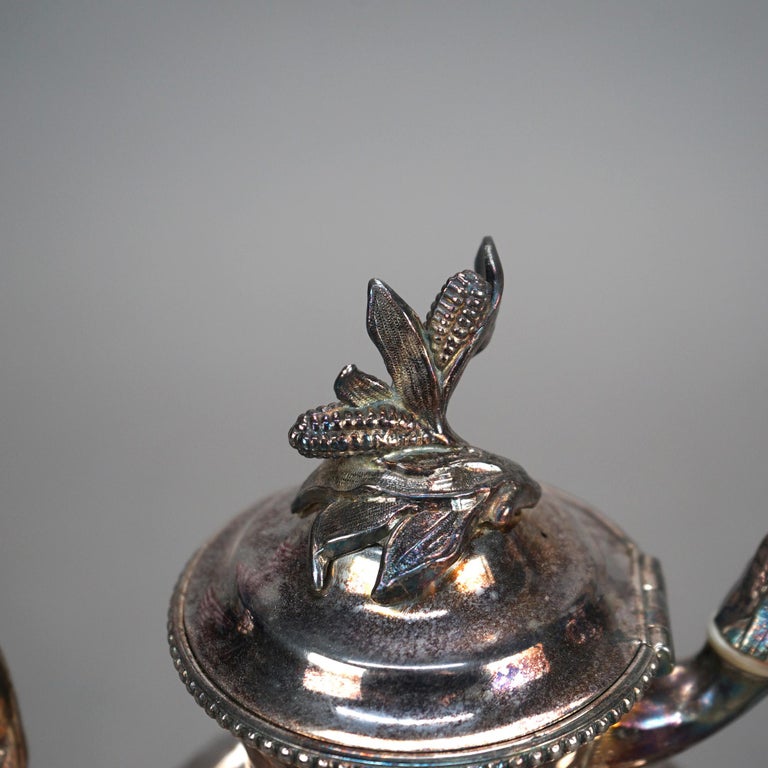 Antique Silver Plated Teapot with Foliate Engraving C1890