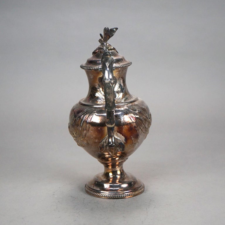 Antique Silver Plated Teapot with Foliate Engraving C1890