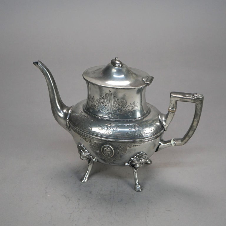 Antique Figural & Footed Silver Plated Teapot C1890