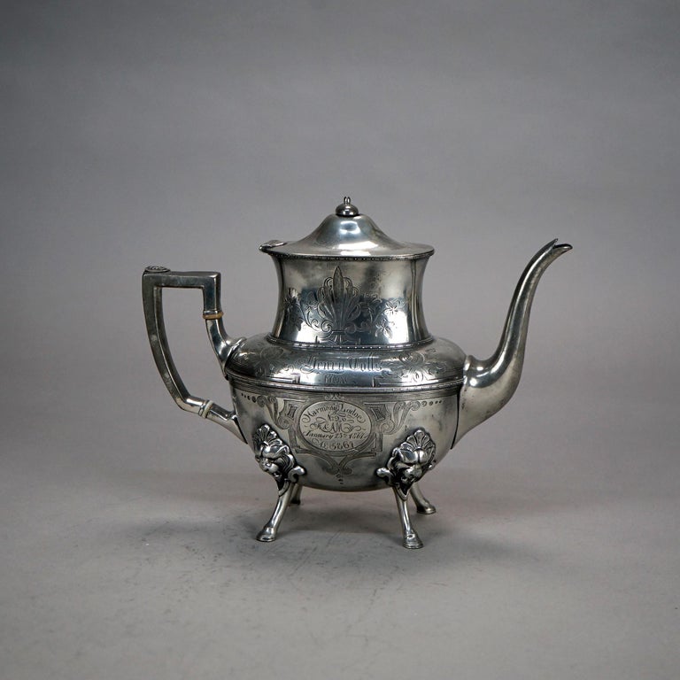 Antique Figural & Footed Silver Plated Teapot C1890
