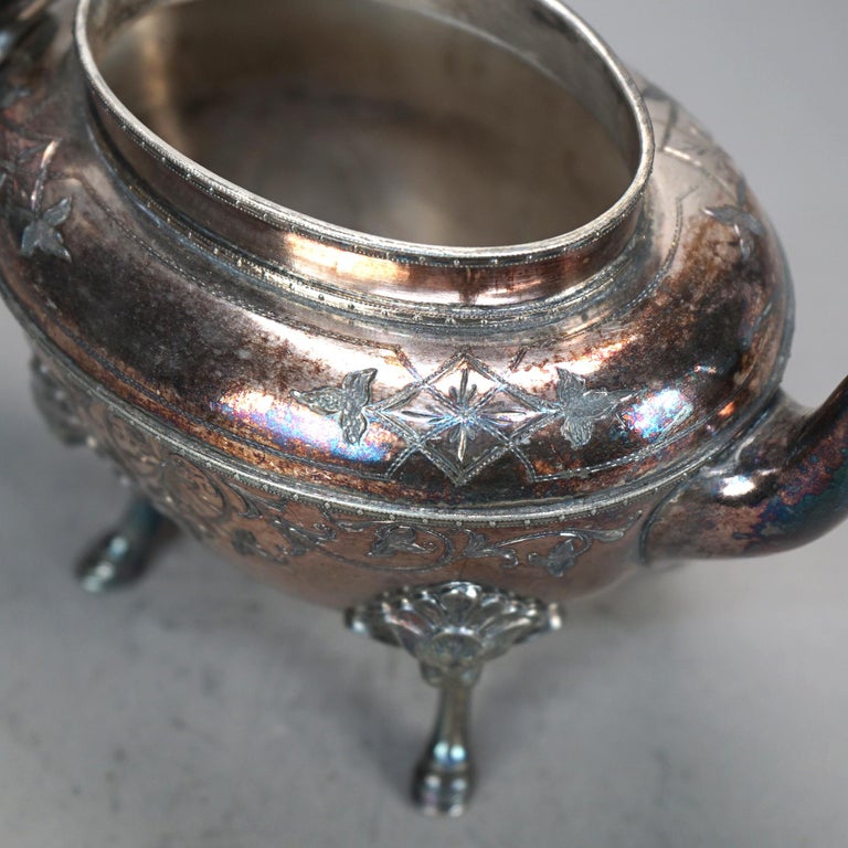 Antique Figural & Footed Silver Plated Teapot C1890