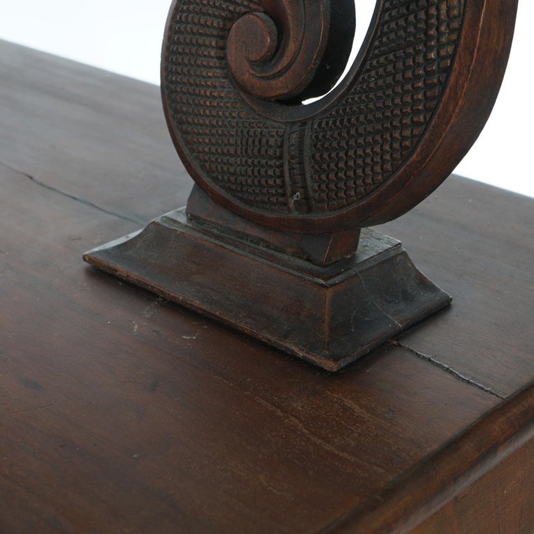 Antique American Empire Carved Mahogany Dressing Table with Mirror C1840