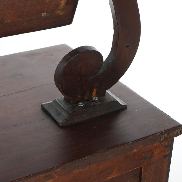 Antique American Empire Carved Mahogany Dressing Table with Mirror C1840