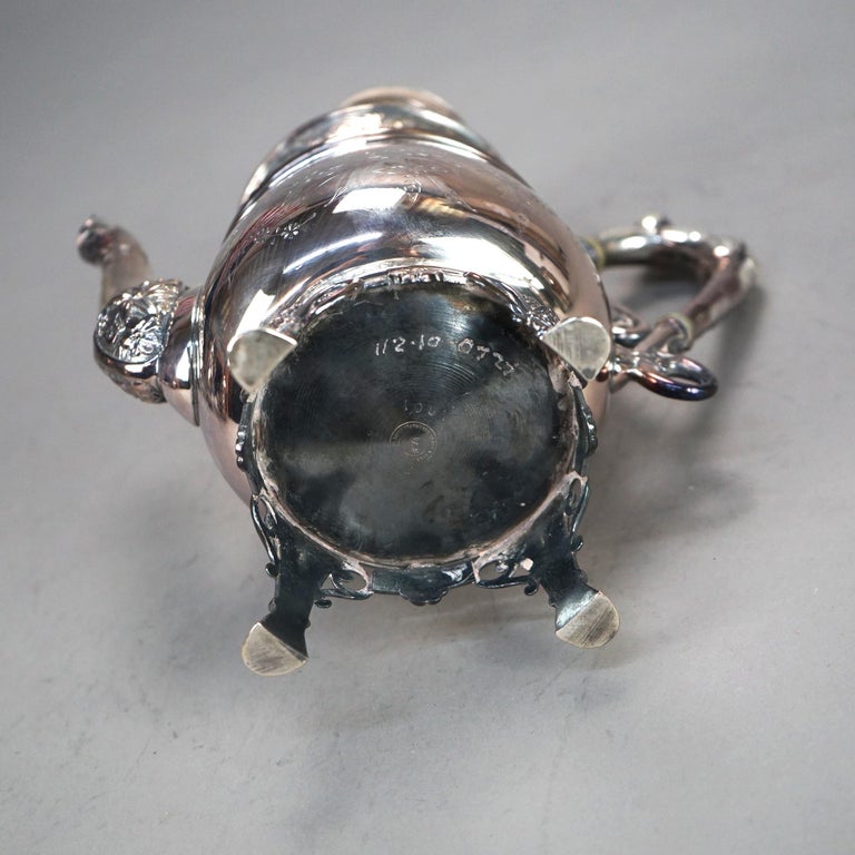 Five Piece Antique Clawfoot Silver Plated Tea Set C1890