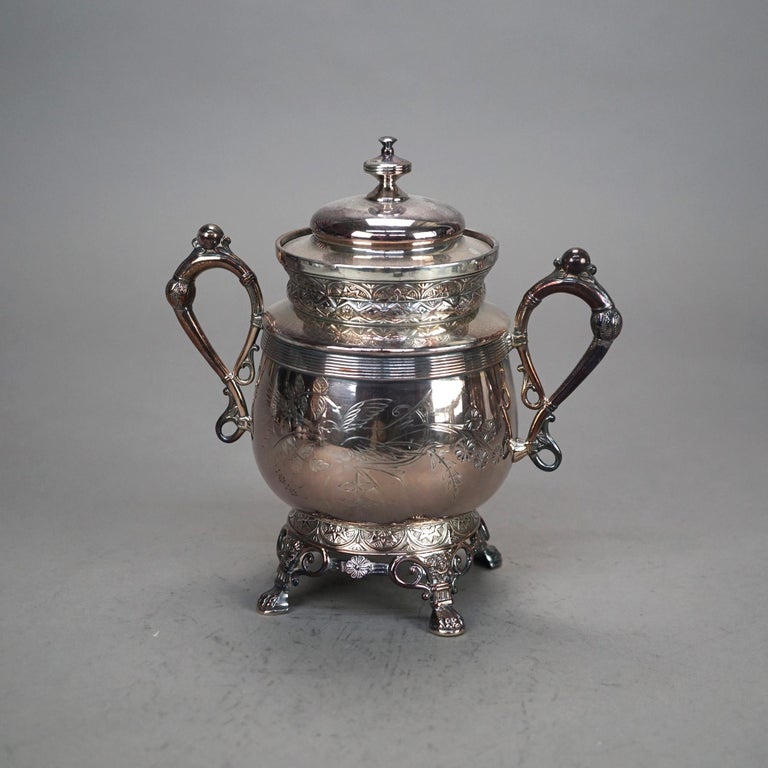 Five Piece Antique Clawfoot Silver Plated Tea Set C1890
