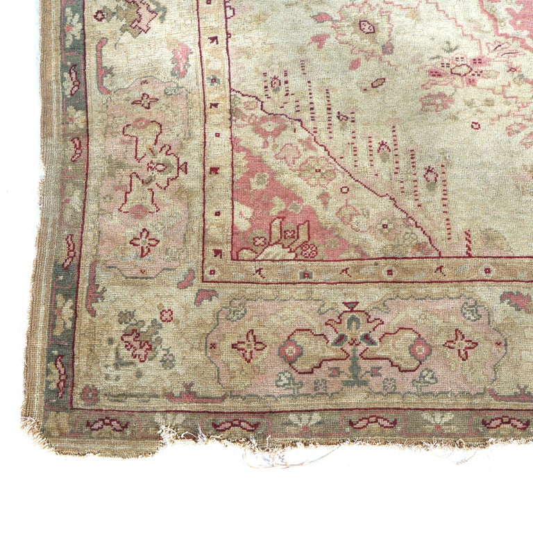 Antique Turkish Oushak Wool Rug C1920