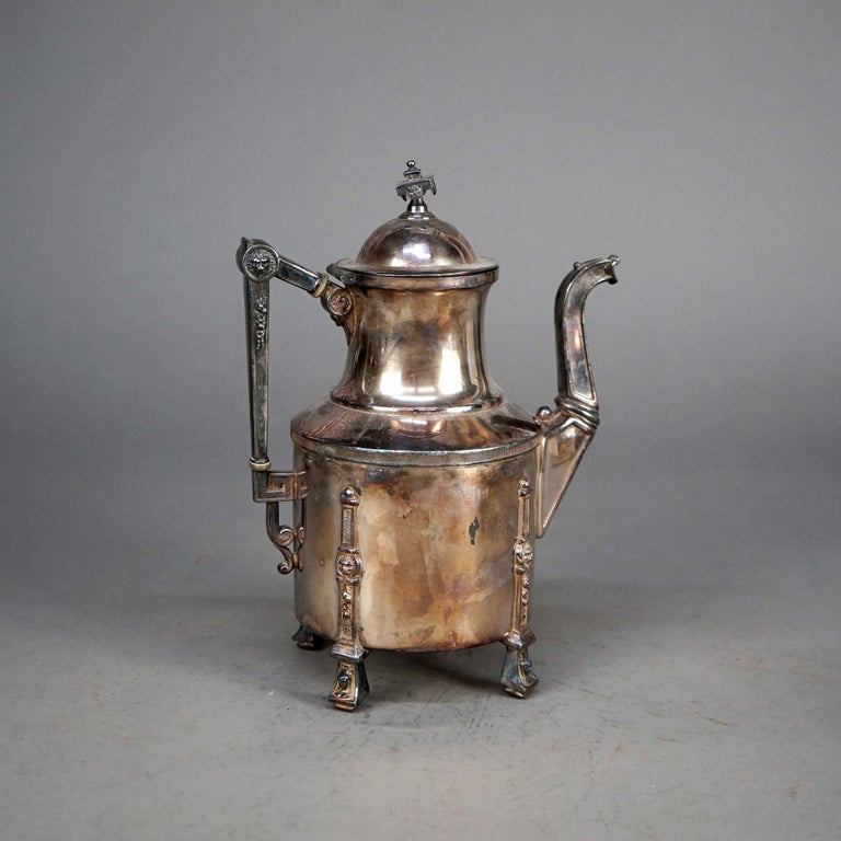 Four Piece Antique Silver Plated Footed Tea Set C1890