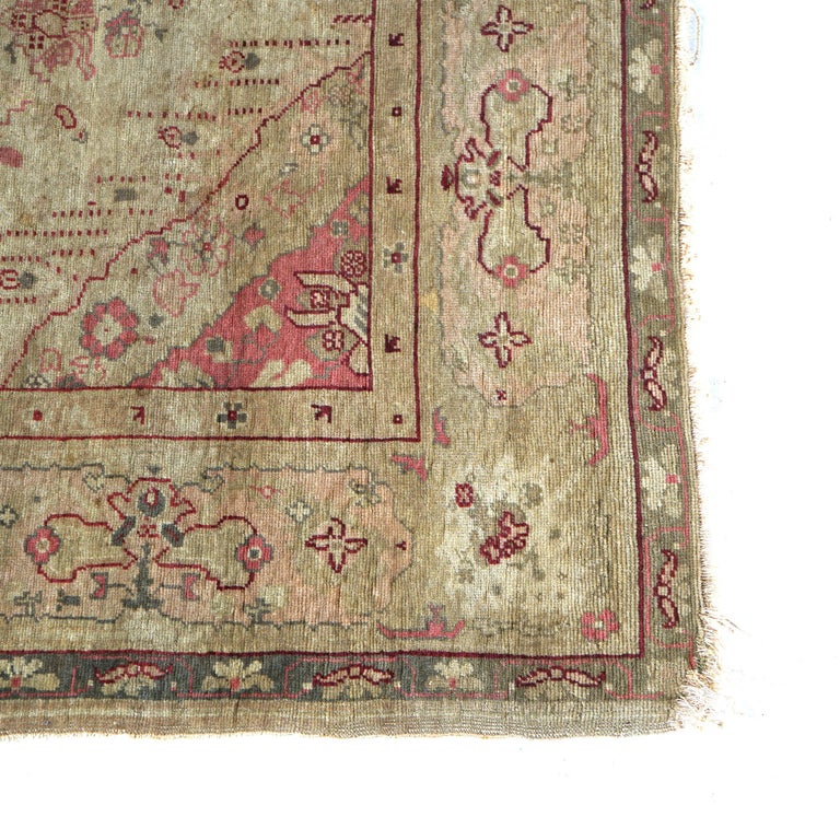 Antique Turkish Oushak Wool Rug C1920