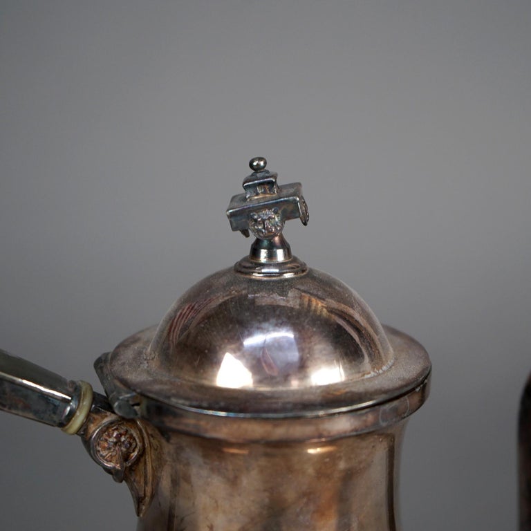 Four Piece Antique Silver Plated Footed Tea Set C1890