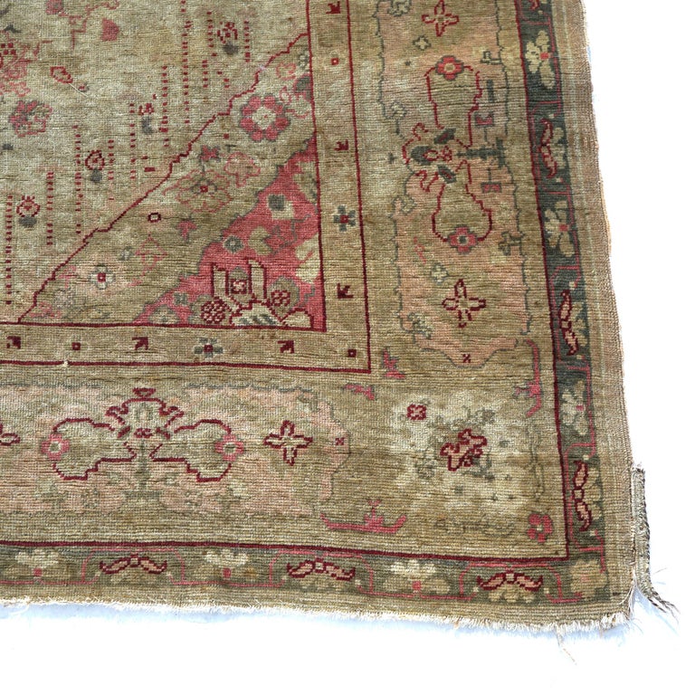 Antique Turkish Oushak Wool Rug C1920