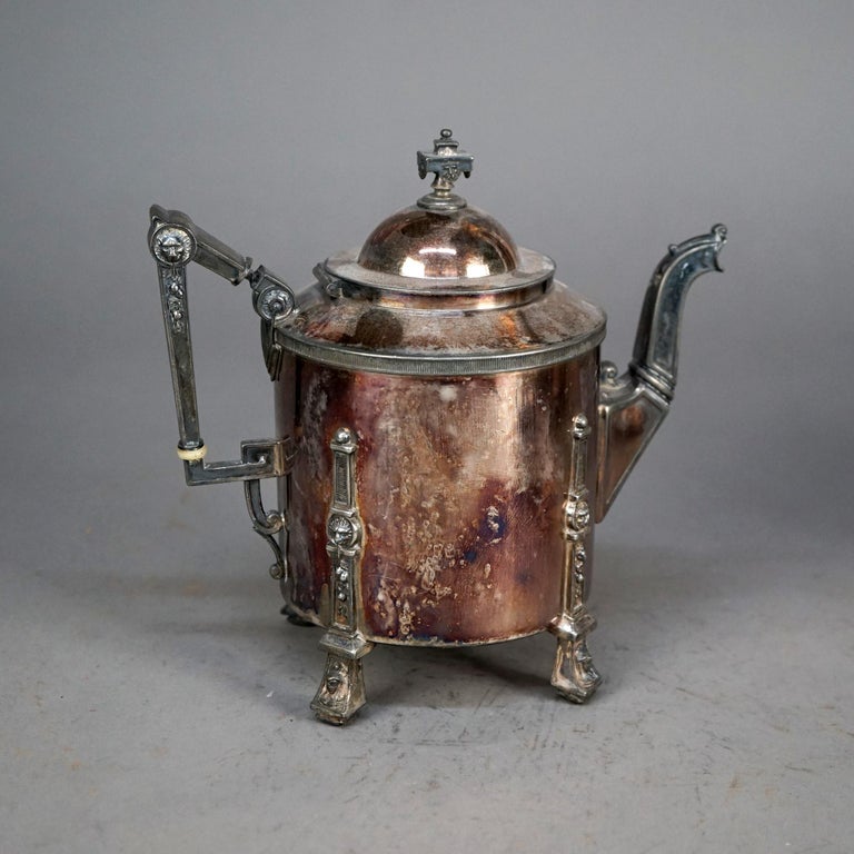 Four Piece Antique Silver Plated Footed Tea Set C1890