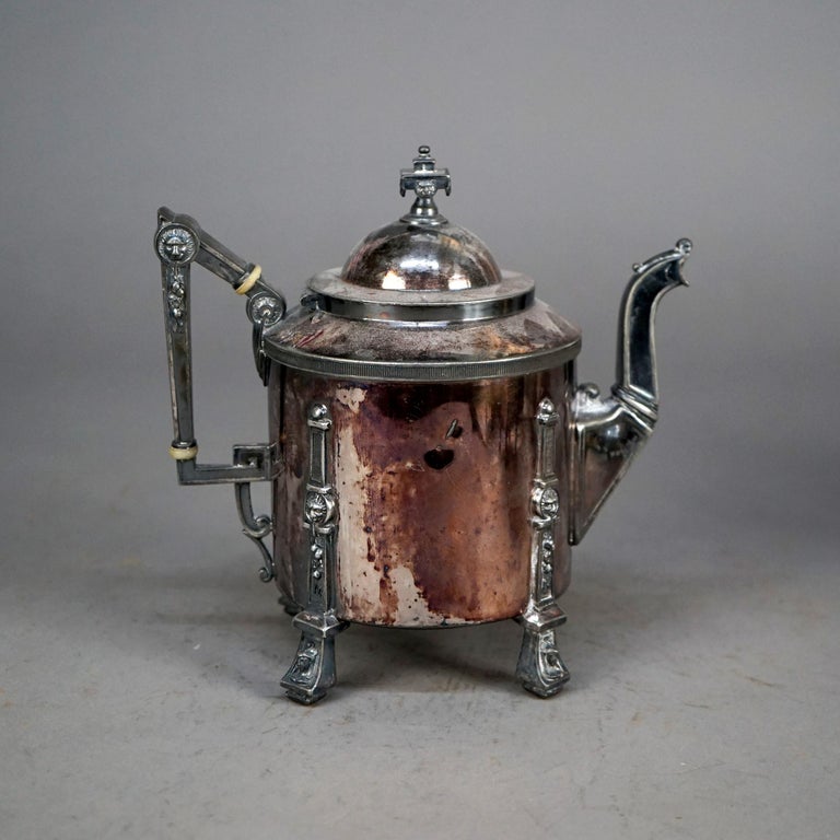 Four Piece Antique Silver Plated Footed Tea Set C1890
