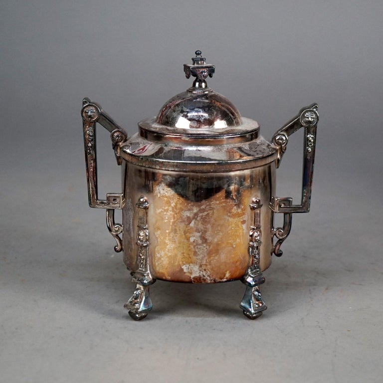 Four Piece Antique Silver Plated Footed Tea Set C1890