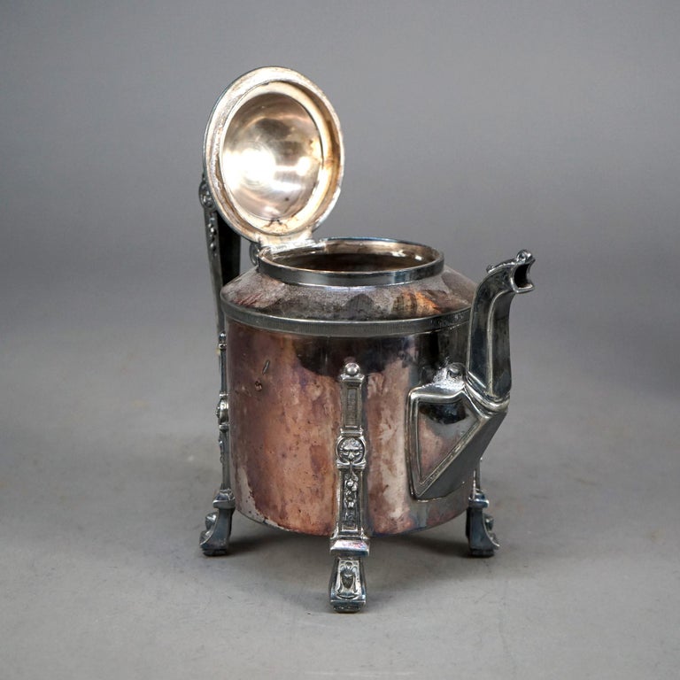 Four Piece Antique Silver Plated Footed Tea Set C1890
