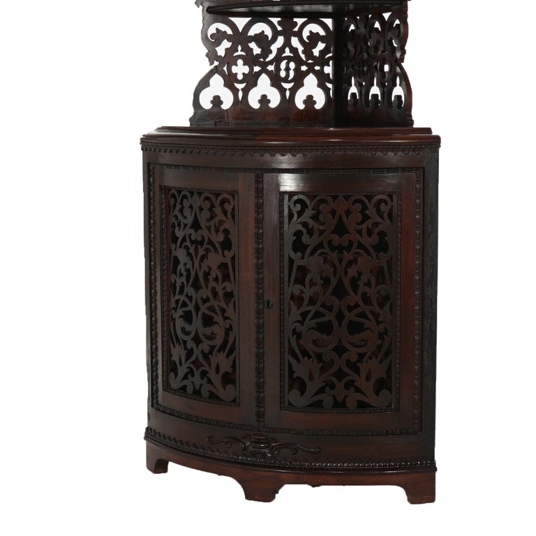 Antique Victorian Rosewood Etagere with Reticulated & Graduated Carved Shelving